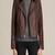Women’s brown leather biker jacket asymmetrical zip slim fit style