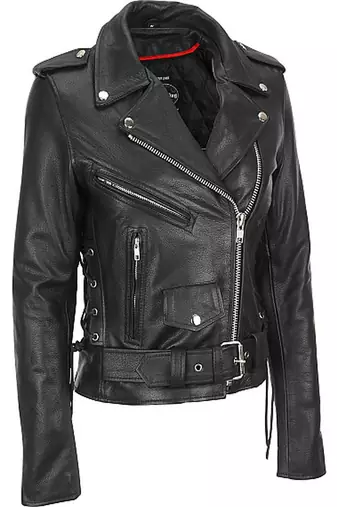 Women’s genuine black lambskin leather motorcycle jacket