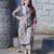 grey printed kurti with patchwork kurta set