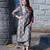 grey printed kurti with patchwork kurta set