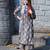 grey printed kurti with patchwork kurta set