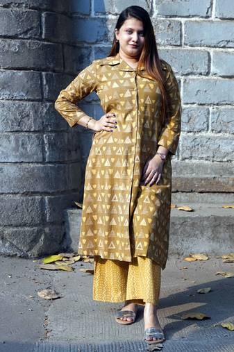 handblock printed kurti with kurta set