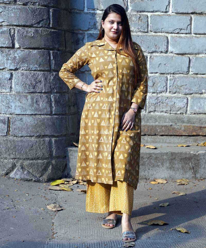 handblock printed kurti with kurta set