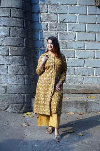 handblock printed kurti with kurta set