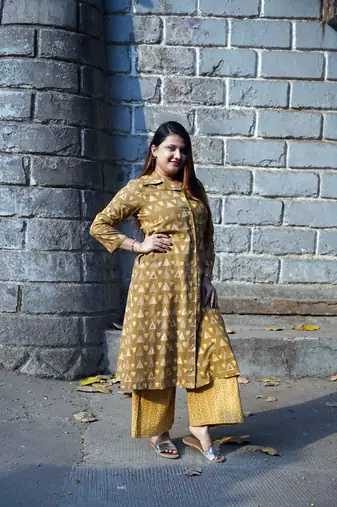 handblock printed kurti with kurta set