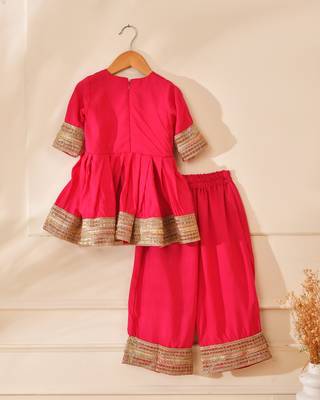 Pink modal solid kurta with palazzo 2