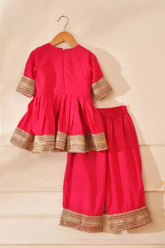 Pink modal solid kurta with palazzo