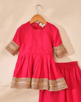 Pink modal solid kurta with palazzo 4