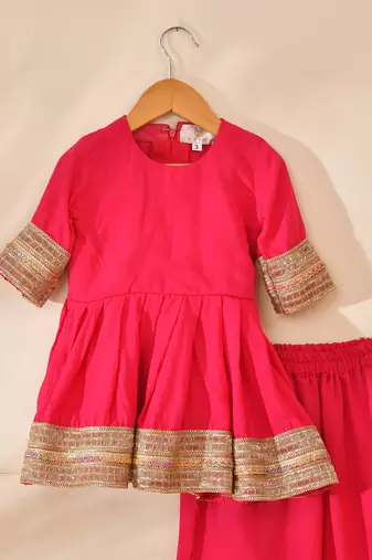 Pink modal solid kurta with palazzo