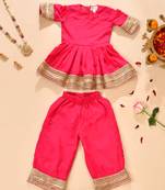 Pink modal solid kurta with palazzo