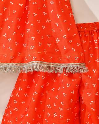 Orange silk printed top with palazzo 4