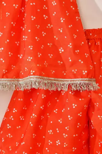 Orange silk printed top with palazzo
