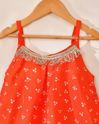 Orange silk printed top with palazzo 5