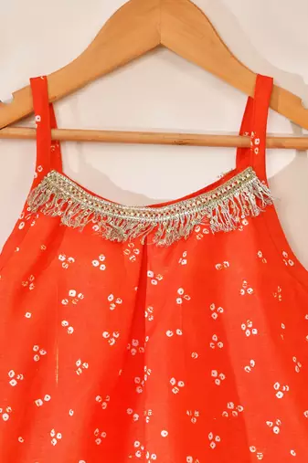 Orange silk printed top with palazzo