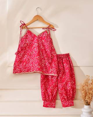 Pink silk printed kurta with salwar pant 2