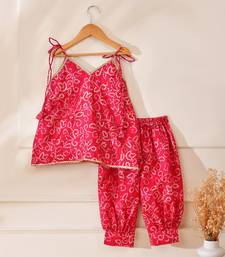 Pink silk printed kurta with salwar pant