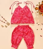 Pink silk printed kurta with salwar pant