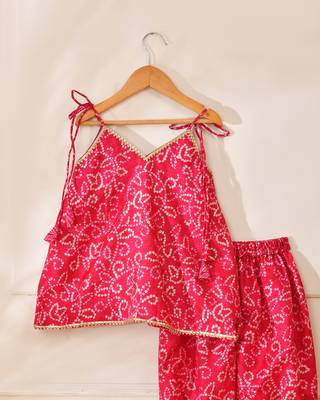 Pink silk printed kurta with salwar pant 4