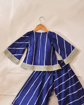 Blue silk stripes top with palazzo 2