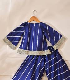 Blue silk stripes top with palazzo