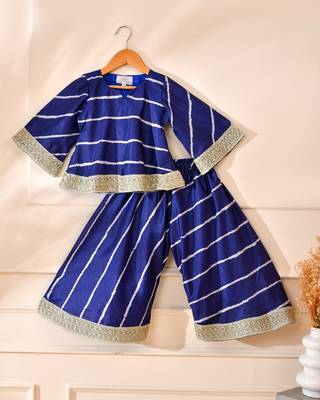 Blue silk stripes top with palazzo 3