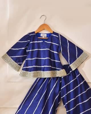 Blue silk stripes top with palazzo 4