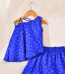 Blue silk printed top with palazzo