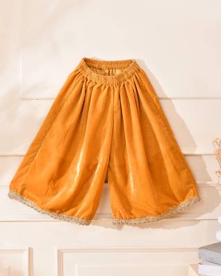 Yellow velvet solid peplum top with palazzo 4