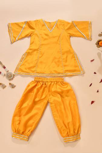 Yellow modal solid kurta with salwar