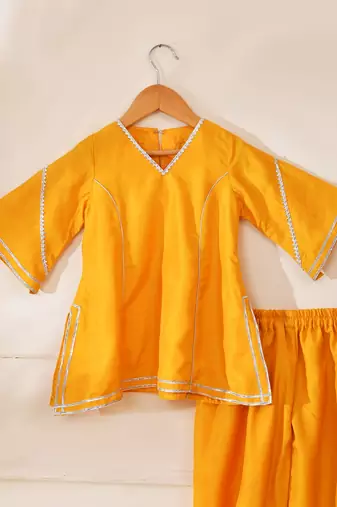 Yellow modal solid kurta with salwar