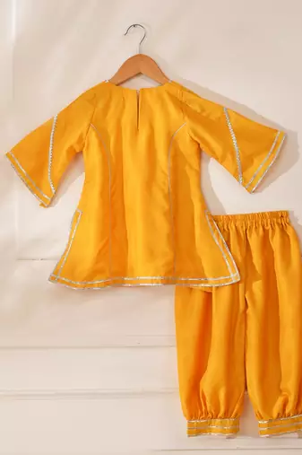 Yellow modal solid kurta with salwar