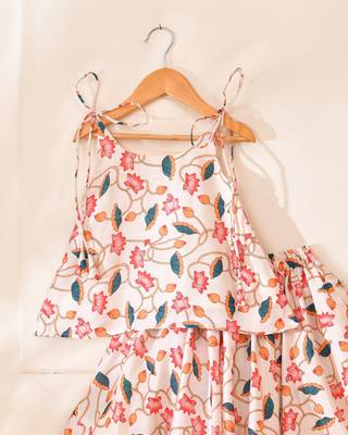 Multicolor silk printedtop with lehenga 2