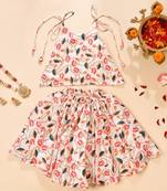 Multicolor silk printedtop with lehenga