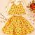 Yellow silk printedtop with lehenga