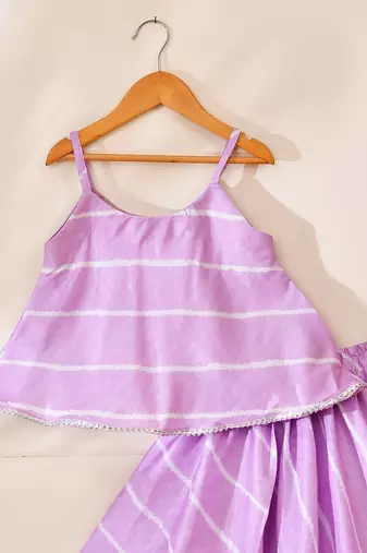Purple silk stripestop with lehenga