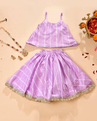 Purple silk stripestop with lehenga 1