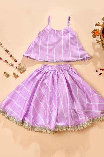Purple silk stripestop with lehenga
