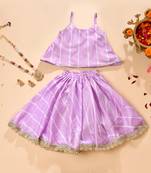 Purple silk stripestop with lehenga