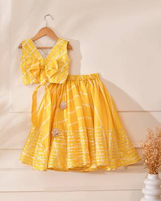 Yellow silk stripes top with lehenga 3