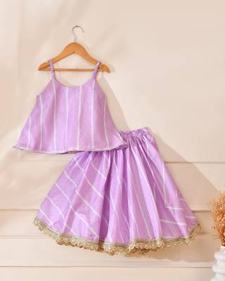 Purple silk stripestop with lehenga 3