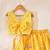 Yellow silk stripes top with lehenga