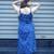 indigo printed sleeveless kurti with striped kurta set