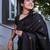 Black soft silk blend banarasi jacuard work designer party wear saree with unstitched blouse piece