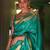 Sea green soft silk blend banarasi jacuard work designer party wear saree with unstitched blouse piece