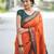 Orange green soft silk blend banarasi jacuard work designer party wear saree with unstitched blouse piece