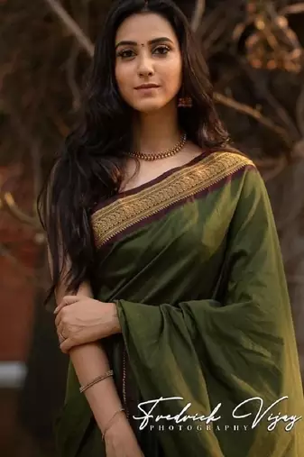 Mehendi red soft silk blend banarasi jacuard work designer party wear saree with unstitched blouse piece