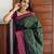 Green soft silk blend banarasi jacuard work designer party wear saree with unstitched blouse piece