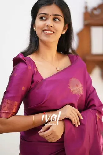 Wine silk blend banarasi saree with unstitched blouse piece