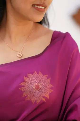 Wine silk blend banarasi saree with unstitched blouse piece