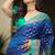 Blue green soft silk blend banarasi jacuard work designer party wear saree with unstitched blouse piece